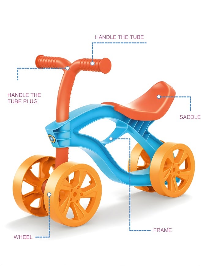 DAT Toddler Ride-On Tricycle (Stable Multi-Wheel), Kids Push Trike with Soft Seat & Easy-Grip Handlebar, Indoor/Outdoor Ride-On Toy, Blue/Orange, Age 1–3 Years - Image 4